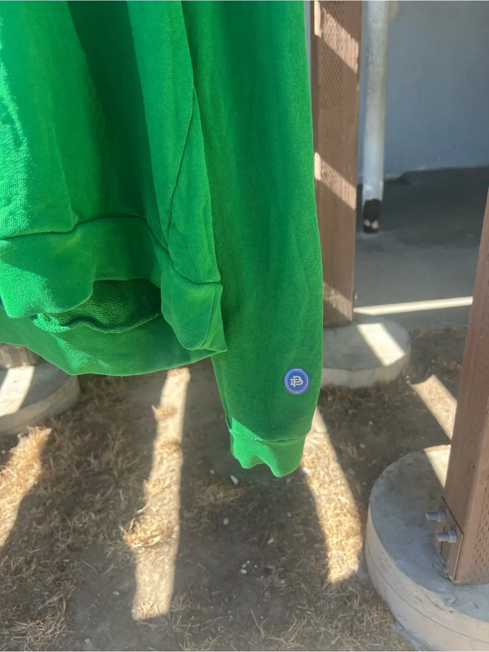 Green V-Neck Sweater with Palm Graphic